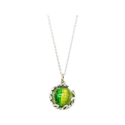 Amrita Court Aroma Necklace White Gold Planet Aurum Verdant (Golden Green) + Purify Essential Oil 10ml Pk